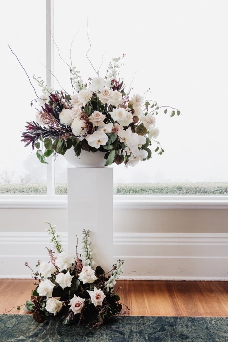 Adelaide ceremony plinth with trailing florals